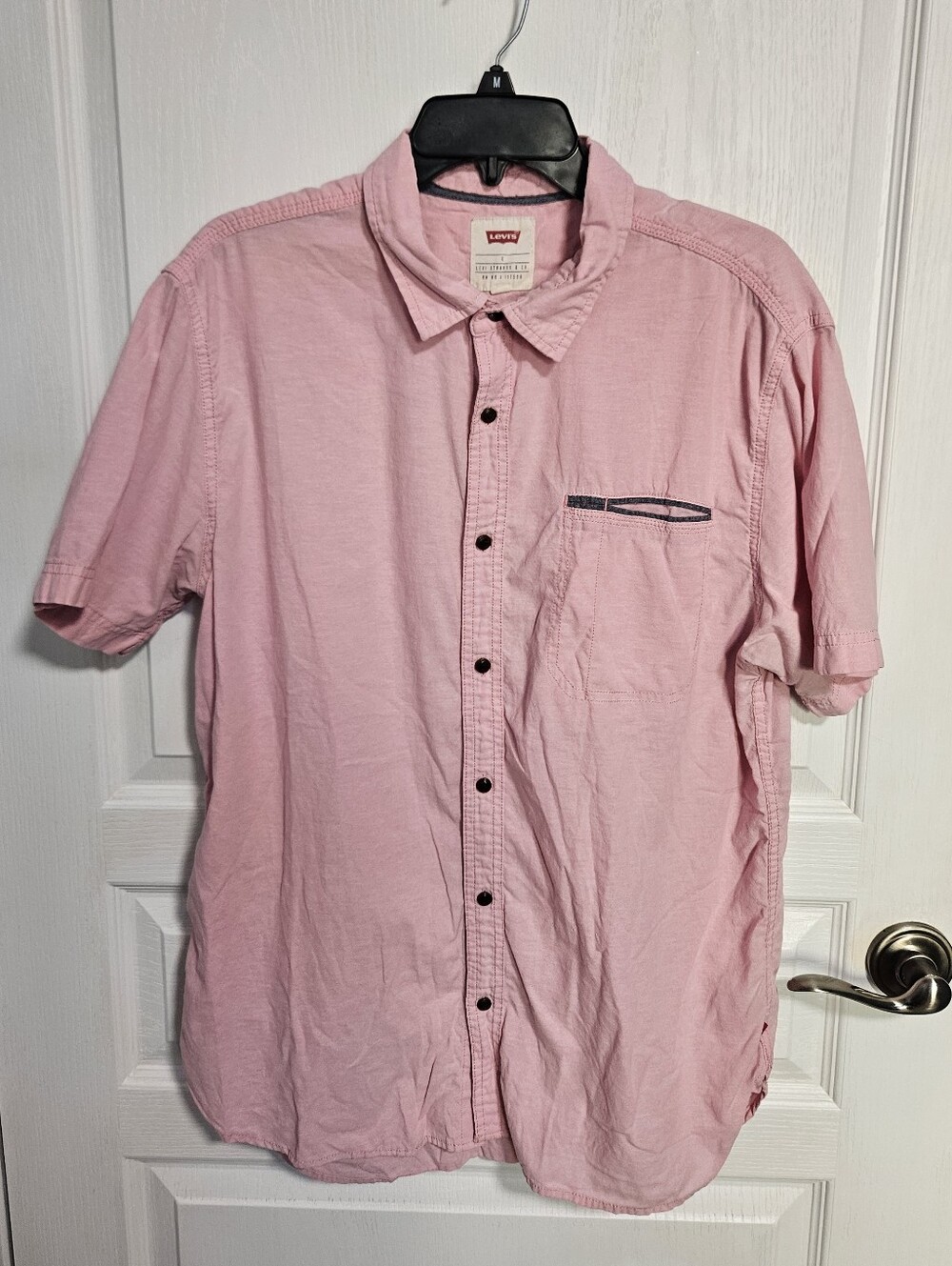 Levi's Chambrey Shirt Pink Gray Cotton Mens Large